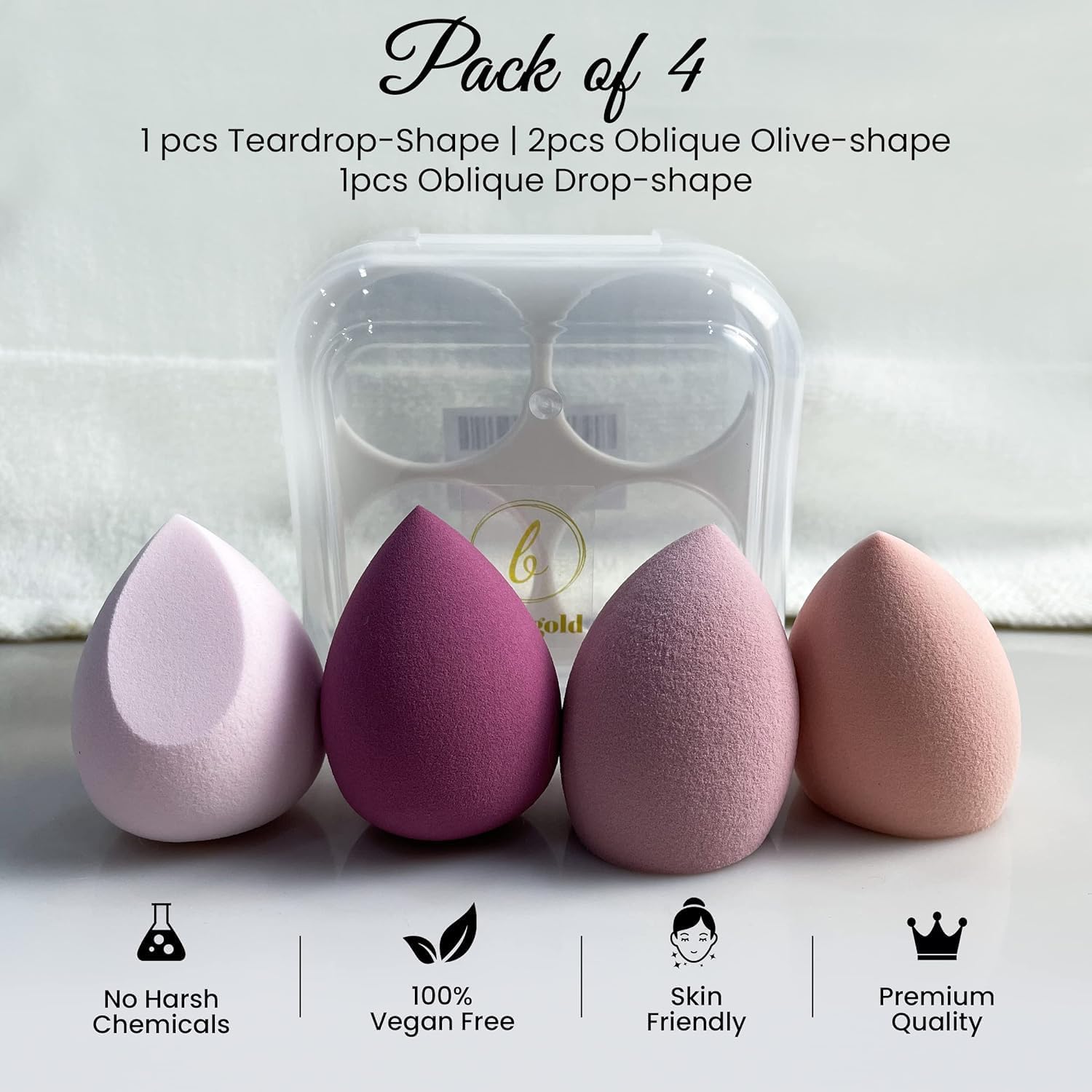4Pcs Round Makeup Sponges Set - Premium Beauty Blender & Face Primer Sponge with Oval Brush - Perfect for Liquid Foundation, Compact Powder & Cream Blending - Ideal for Professional Makeup Artists & Home Use