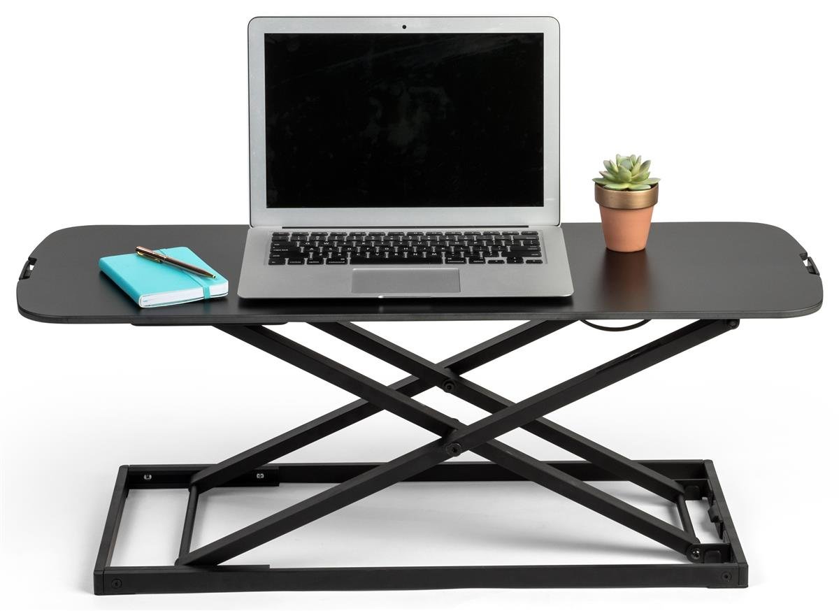 Height Adjustable Sit Stand Workstation for Desktop – Black (FDDX04LTBK) | Ergonomic Standing Desk Converter for Home & Office | Reduce Neck & Back Pain While Working