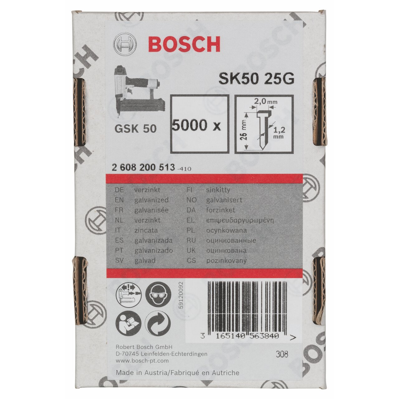**Bosch 2608200513 25mm Galvanized Finish Nails - 5000 Pcs for Carpentry, Woodworking & DIY Projects**