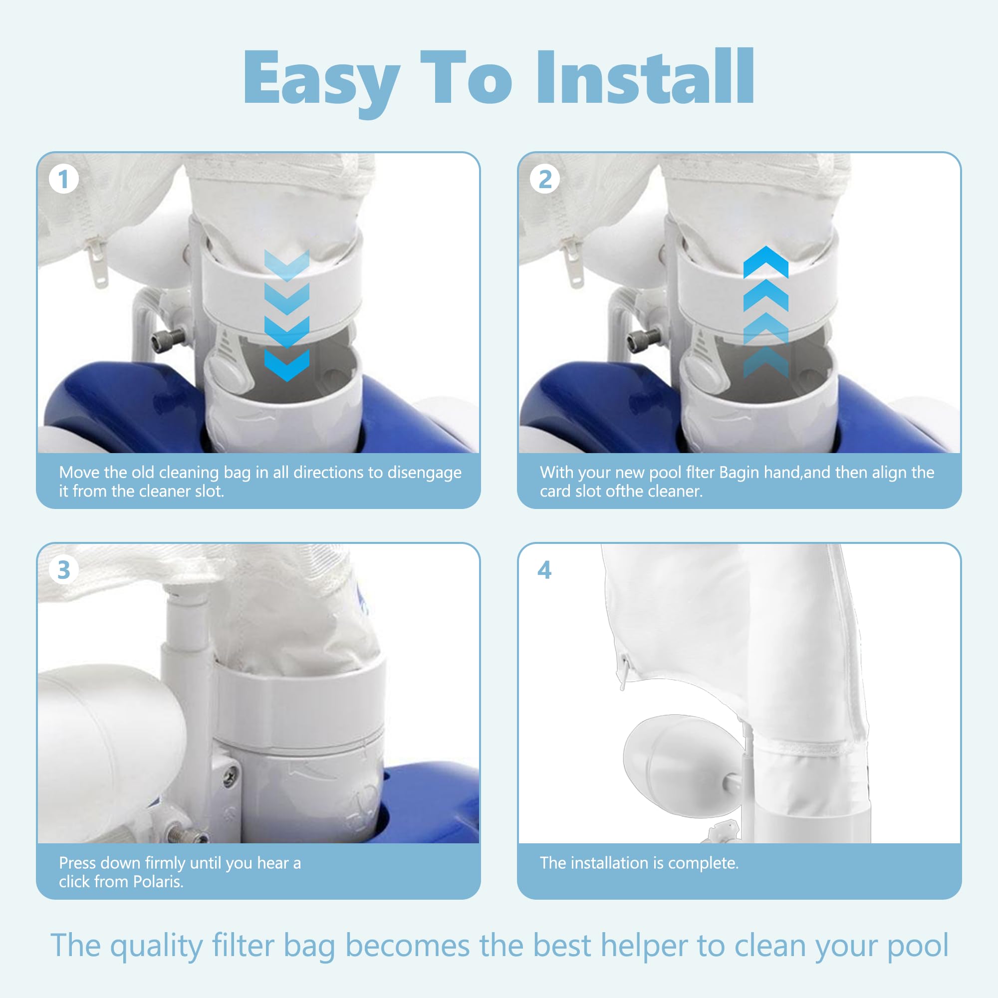 Polaris 280 & 480 Pool Cleaner Replacement Filter Bags - 2 Pack All-Purpose Zippered Spa Bags Compatible with K13 K16 Models - Perfect for Pool Maintenance & Debris Collection