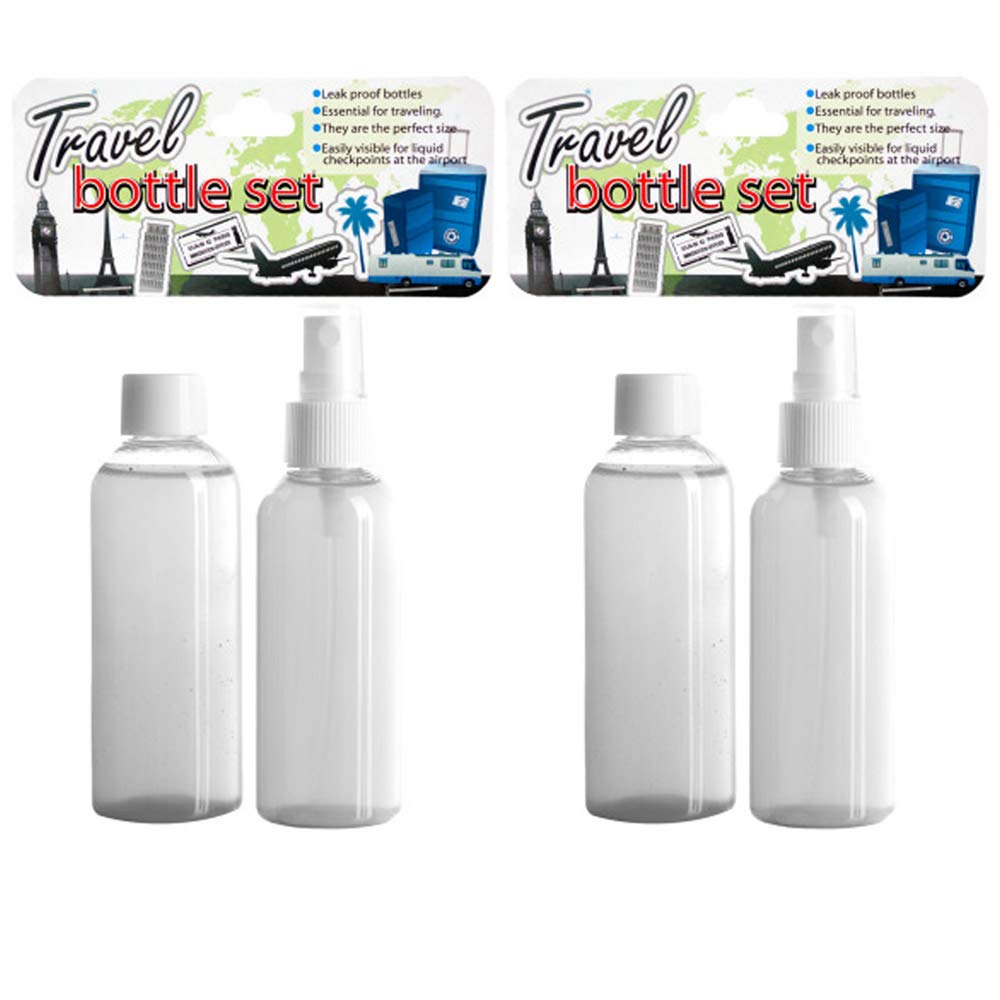 4-Pack 100ml Clear Empty Plastic Bottles with Spray Dispenser - Travel-Friendly Refillable Containers for Toiletries, Cosmetics & Essential Oils - Perfect for TSA Compliance, Gym, Camping & Home Organization