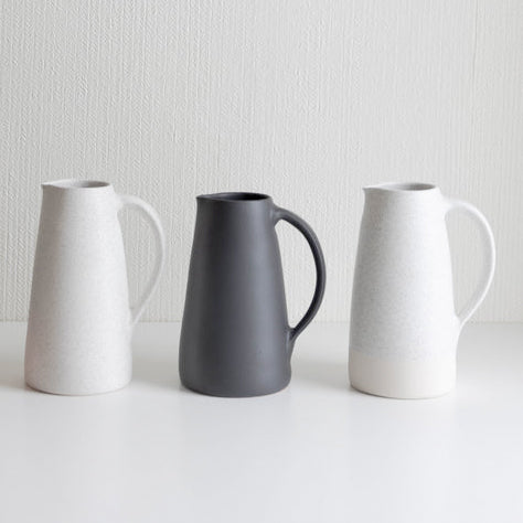 Black Glazed Clay Garden Pitcher - Elegant Outdoor Watering Can & Decorative Planter for Patio, Garden & Farmhouse Decor