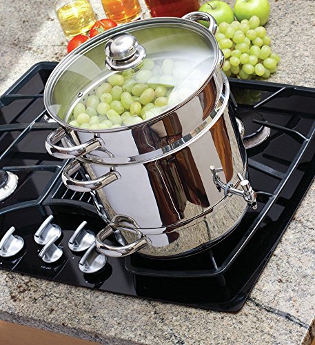 Euro Cuisine Stainless Steel Stove Top Steam Juicer for Fruits & Vegetables - Includes Recipe Book | Perfect for Homemade Juices, Jams & Preserves | Home Kitchen Essential