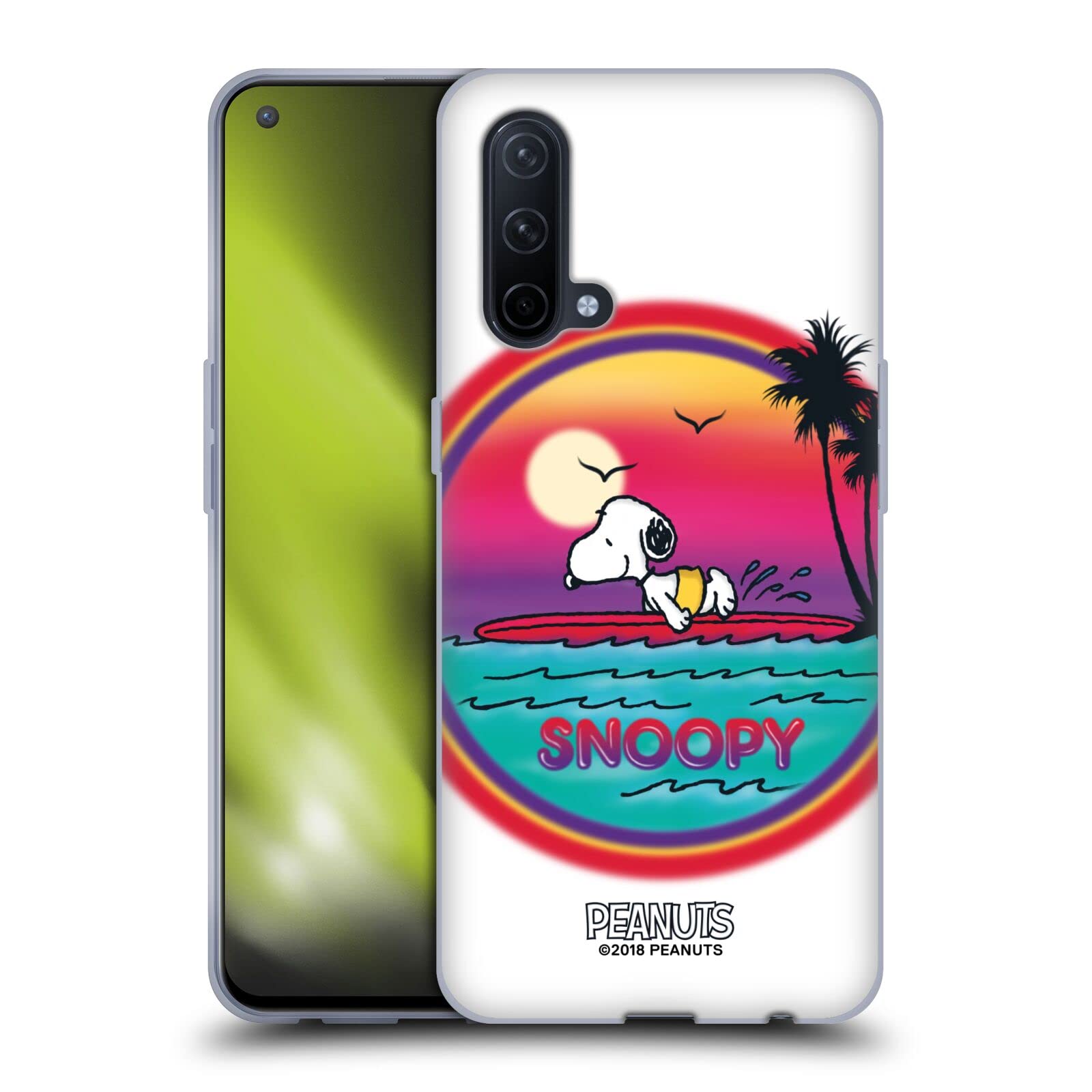 Head Case Designs Officially Licensed Peanuts Beach Surf Snoopy Soft Gel Case for OnePlus Nord CE 5G - Perfect for Summer Travel & Outdoor Adventures