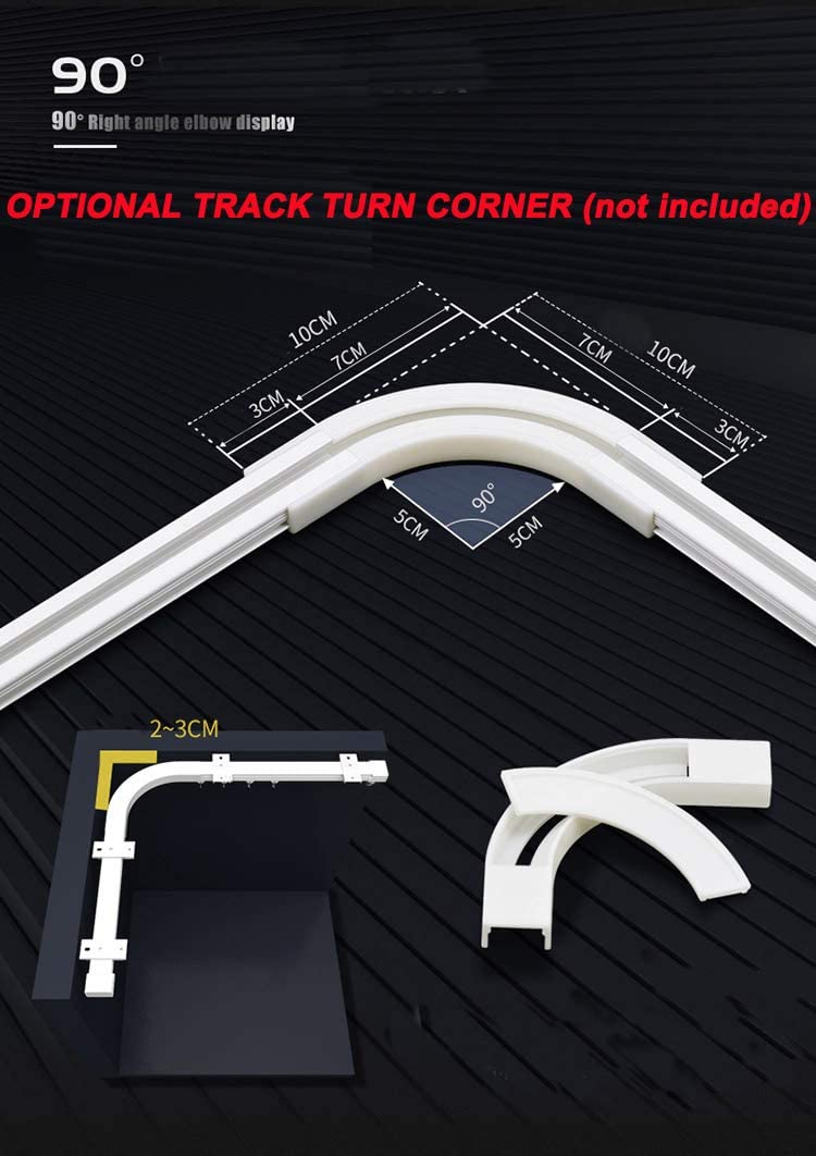 3.6ft Upgraded Aluminum Curtain Track - Extension Rod for Ceiling & Wall Mount | Perfect for Living Room, Picture Windows & Room Dividers with Runners & Hooks (White) | Ideal for Home Decor, Office Partitions & Window Treatments
