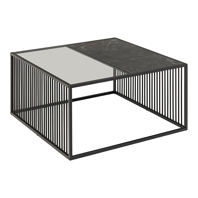 STRINGTON 80cm Square Coffee Table - Black Marble Effect Top for Living Room, Modern Center Table for Home Decor & Small Space Furniture