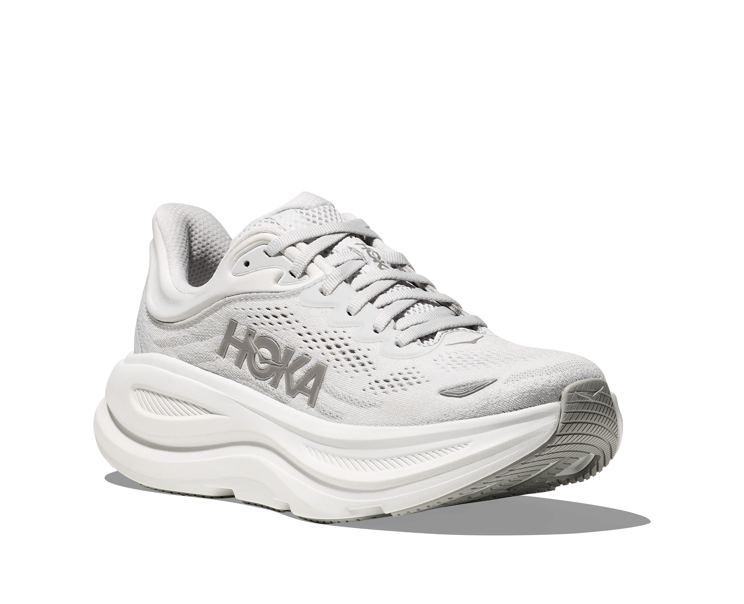 Hoka Women's Bondi 9 Running Shoes - Stardust/Silver | Cushioned Comfort for Road Running, Walking & All-Day Wear