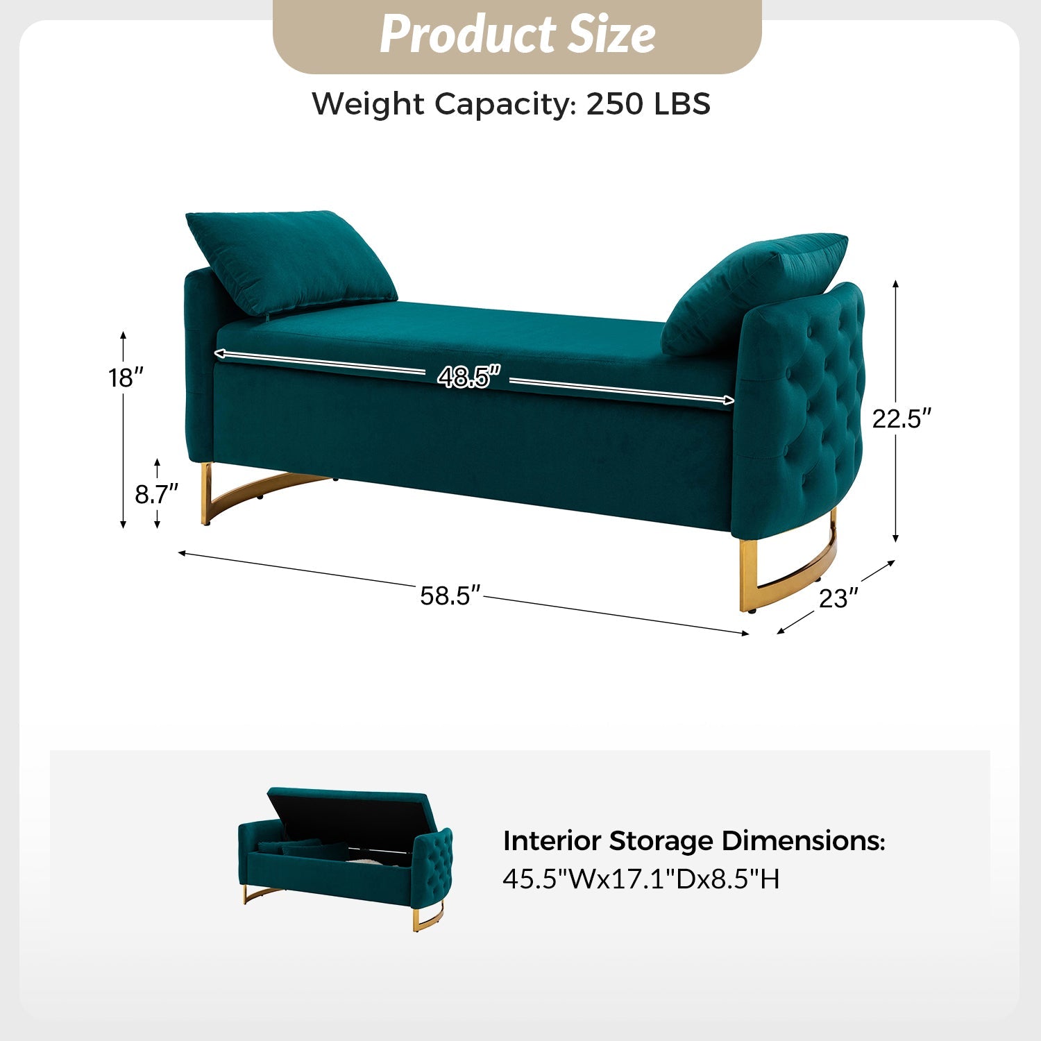 Angelo Upholstered Flip Top Storage Bench - Stylish Ottoman with Hidden Storage for Living Room, Bedroom & Entryway - Perfect for Home Organization & Extra Seating