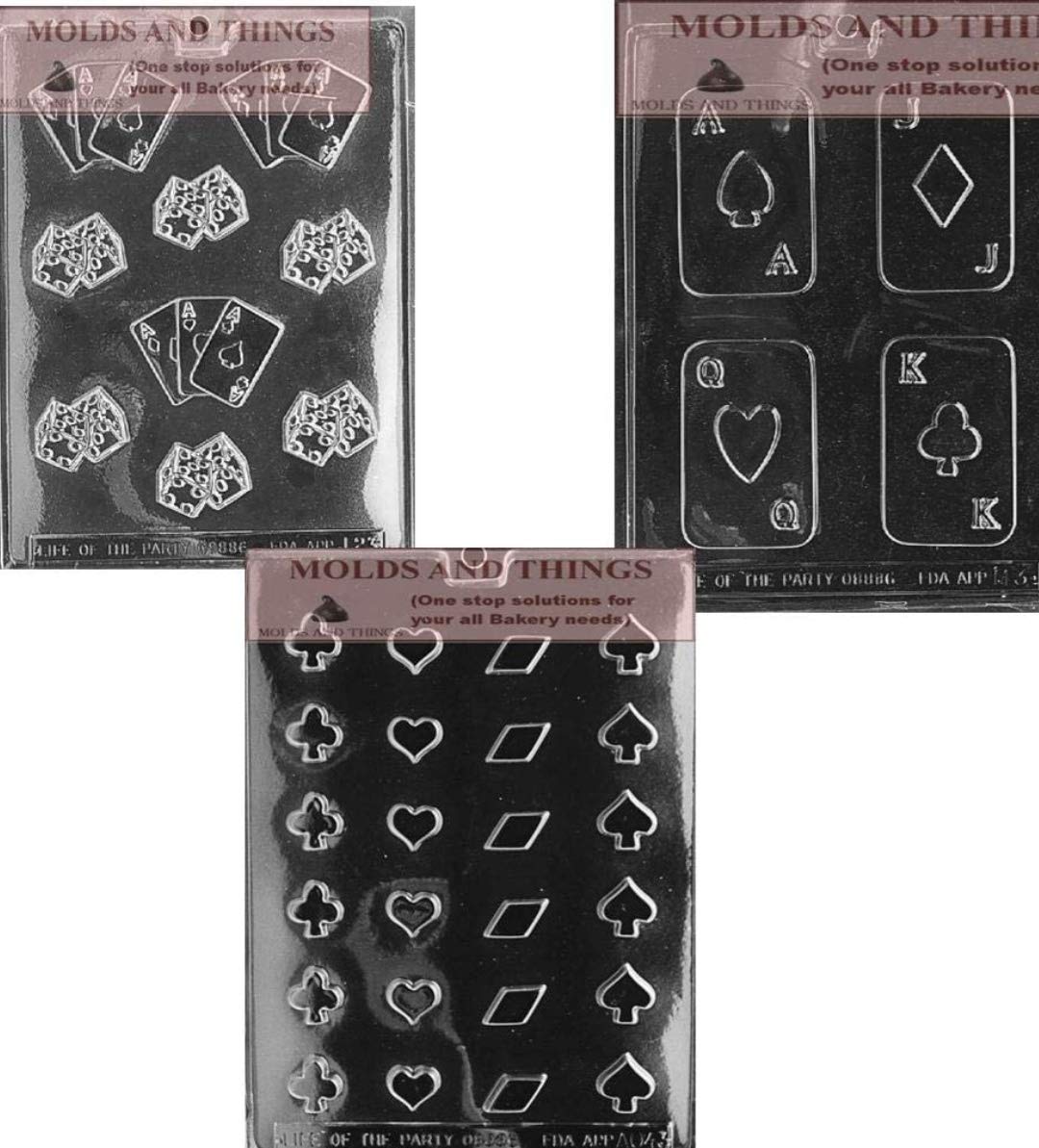Premium Playing Cards & Dice Chocolate Candy Mold Set - Aces, Spades, Clubs, Diamonds, Hearts - Includes Step-by-Step Molding Guide - Perfect for Casino Themed Parties, DIY Chocolate Making, and Unique Gift Ideas