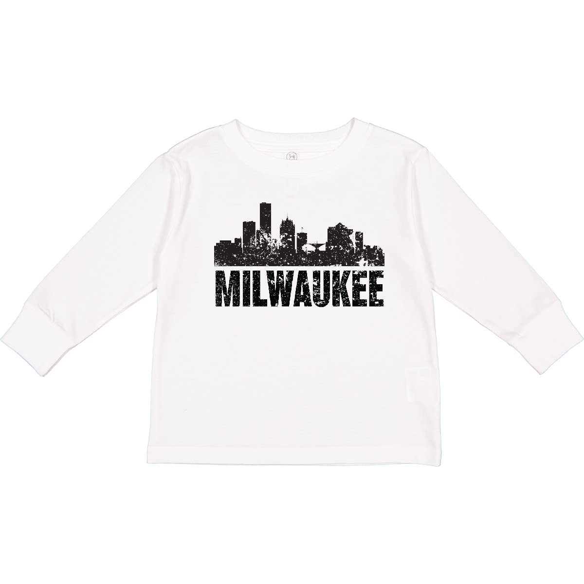 Inktastic Milwaukee Skyline Grunge Toddler Long Sleeve T-Shirt - Vintage Urban Style Graphic Tee for Boys & Girls - Perfect for Casual Wear, Family Outings & City-Themed Events