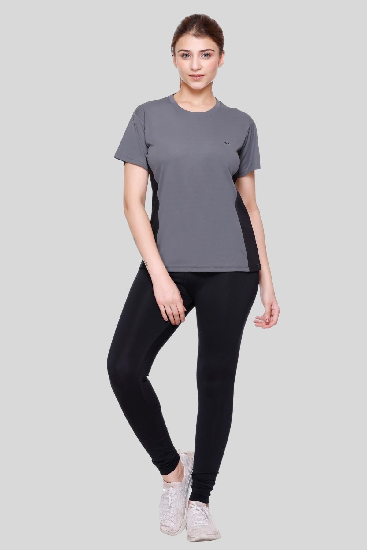 White Moon Women's Dry Fit Polyester Round Neck Half Sleeve Gym T-Shirt - Breathable Workout Top for Gym, Running, Cycling & Yoga | Moisture Wicking & Stretchable Activewear (Pack of 1) | Perfect for Fitness, Training & Outdoor Sports