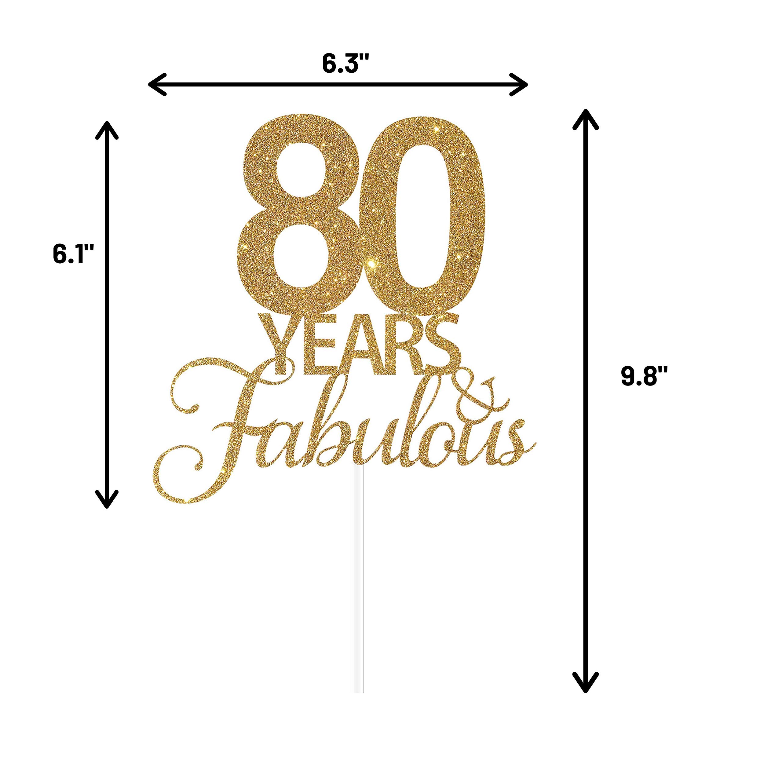 80th Birthday Cake Topper - Elegant Gold Glitter Decoration for Anniversary & Milestone Celebrations | Perfect for 80 Years Fabulous Parties, Retirement Cakes & Golden Jubilee Events