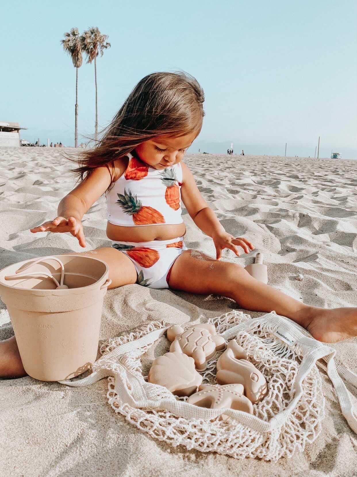 Premium Silicone Beach Toys for Toddlers & Kids - 7pc Sand Play Set with Bucket, Shovel, 4 Molds & Storage Bag | BPA-Free, Travel-Friendly Outdoor Toys for Beach, Sandbox & Backyard Play (Dusty Citadel)
