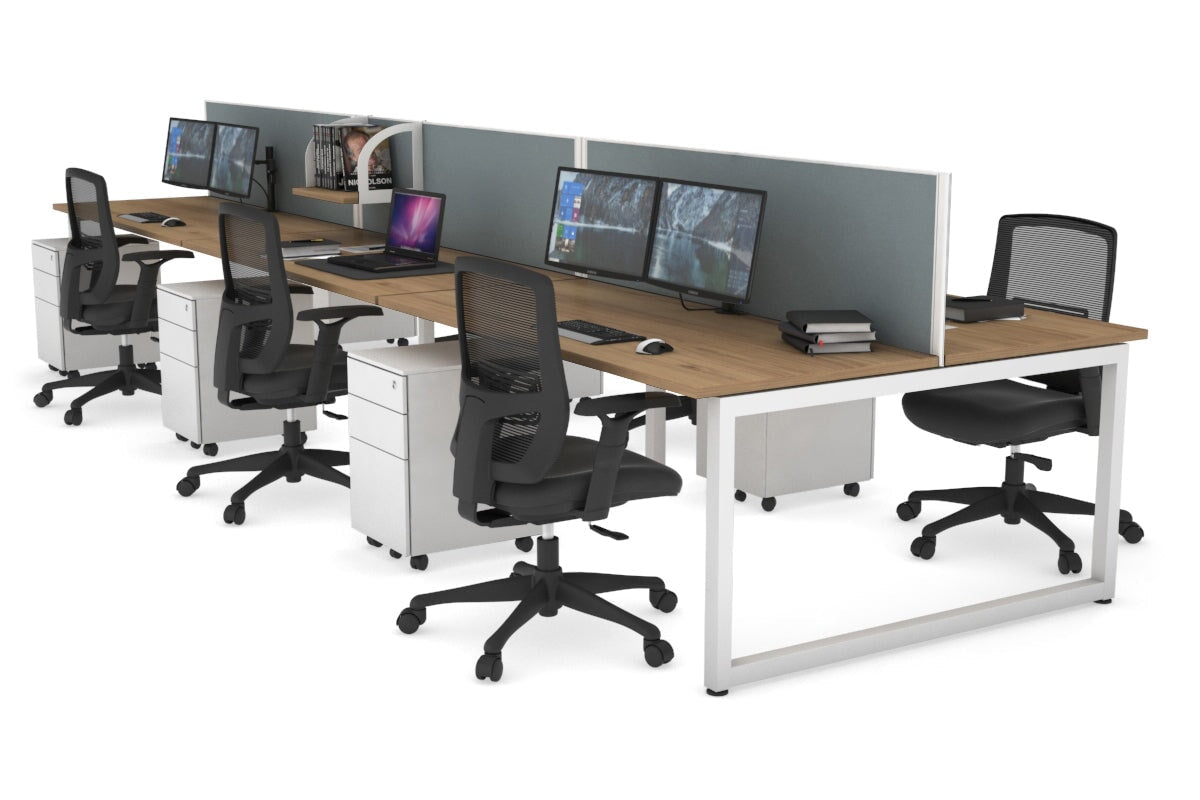 Quadro Loop Legs 6-Person Office Workstation Desk - 1400L x 700W Dimensions - Perfect for Collaborative Workspaces & Team Projects