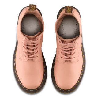 Dr. Martens 1460 Pascal Virginia Leather Boots for Women - Salmon Pink, 8-Eye Lace-Up Ankle Boots for Punk, Grunge & Everyday Wear