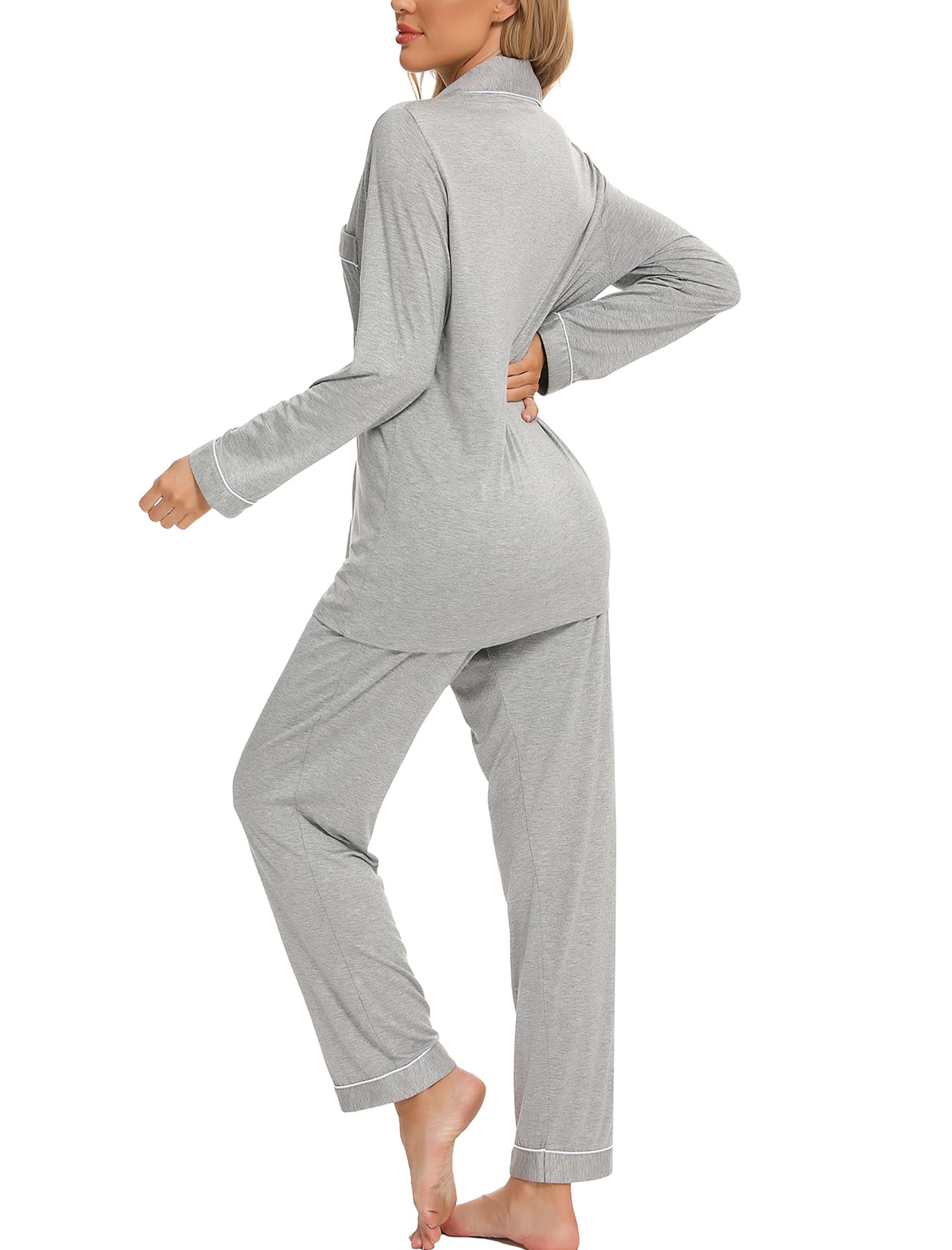 Leikar Women's Soft Button Up Pajama Set - Long Sleeve Shirt & Lounge Pants | Cozy Sleepwear for Nighttime & Relaxing at Home