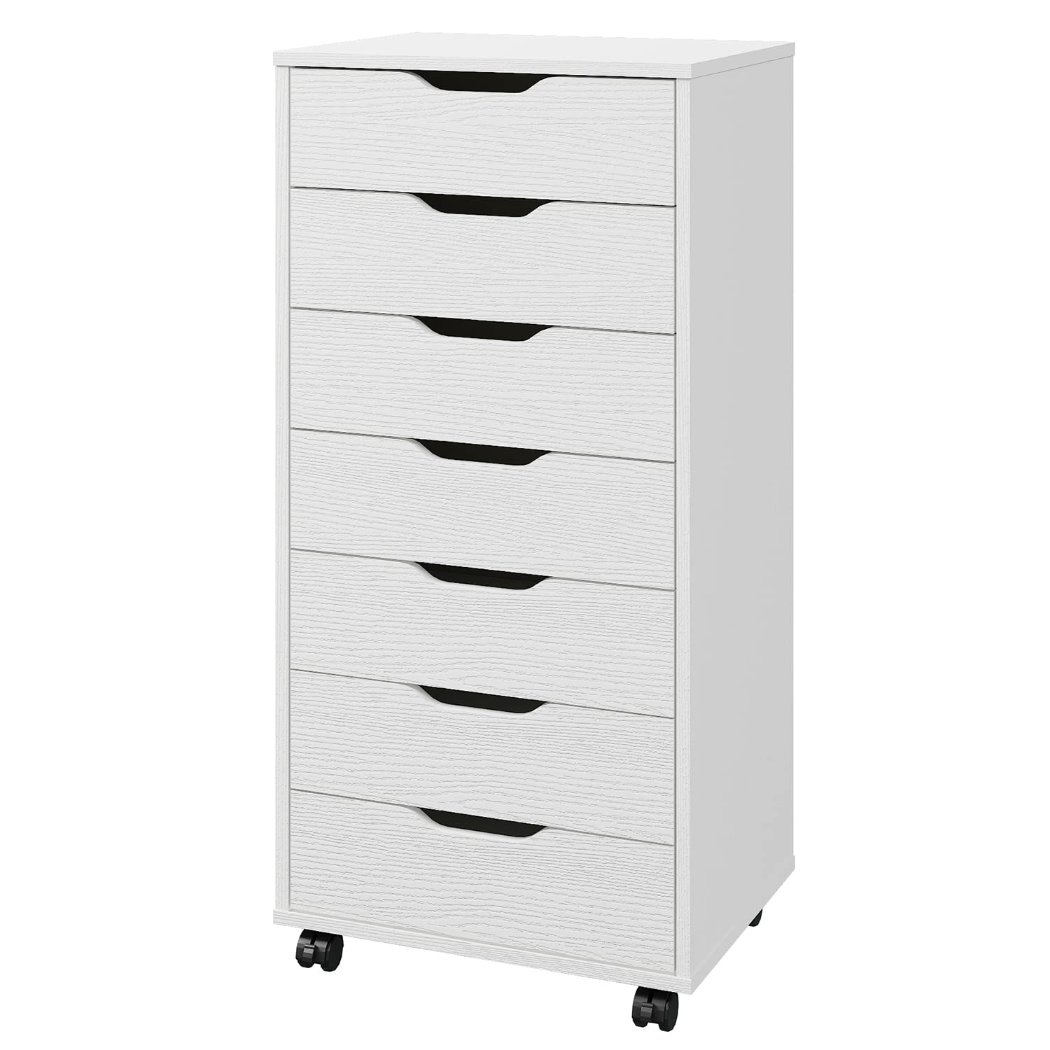 Panana 5/7 Drawer Wooden Chest - Tall Dresser Storage Cabinet with Wheels for Bedroom & Office Organization - White 7-Drawer Dresser for Clothes, Towels & Home Storage