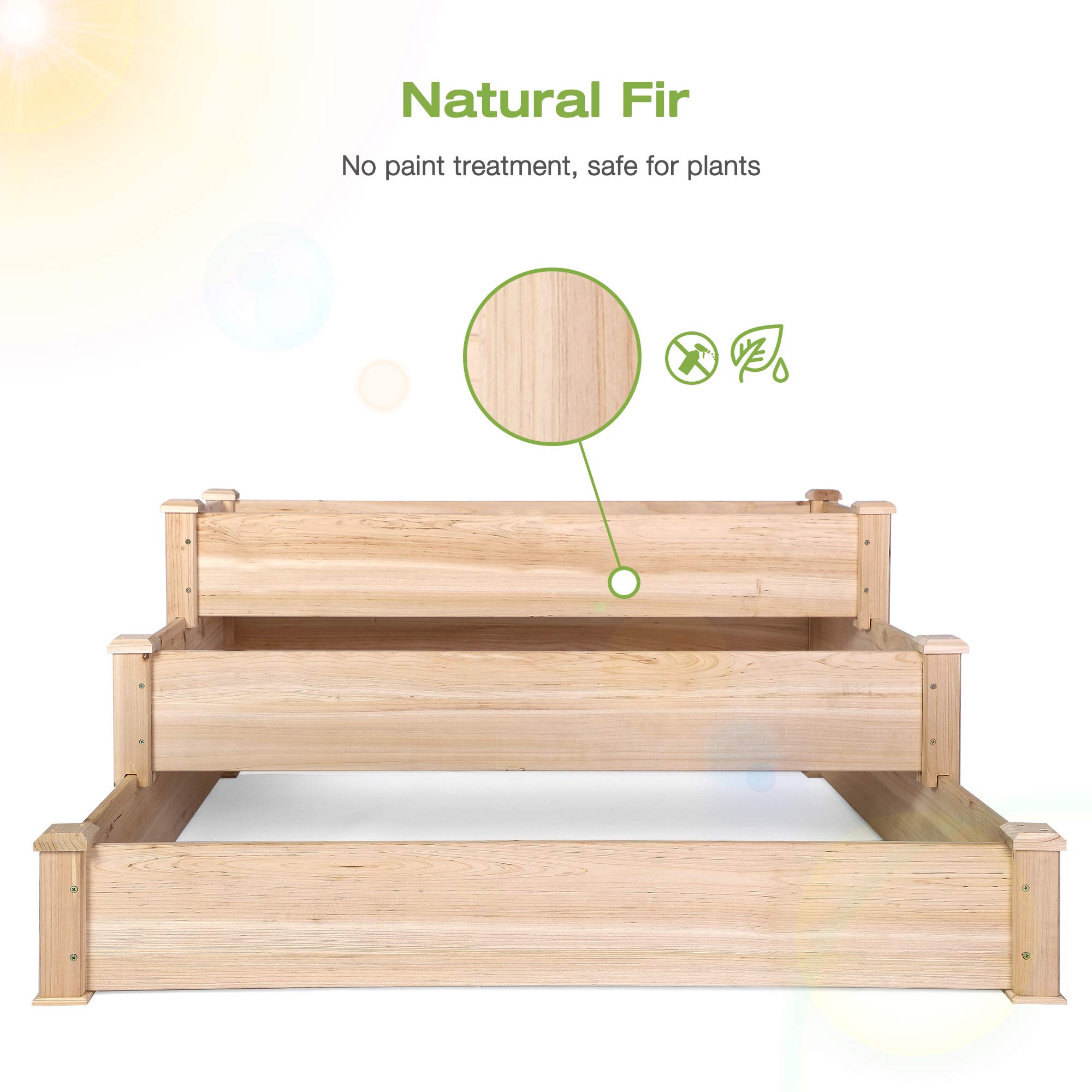3 Tier Raised Garden Bed Kit - Elevated Outdoor Wood Planter Box for Vegetables, Flowers & Herbs | Perfect for Patio, Backyard & Small Space Gardening