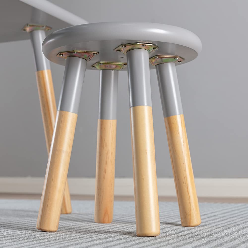 ACEssentials Kids Dipped Table and Stool Set - Gray Wooden Children's Furniture for Playroom, Classroom & Home Learning Activities