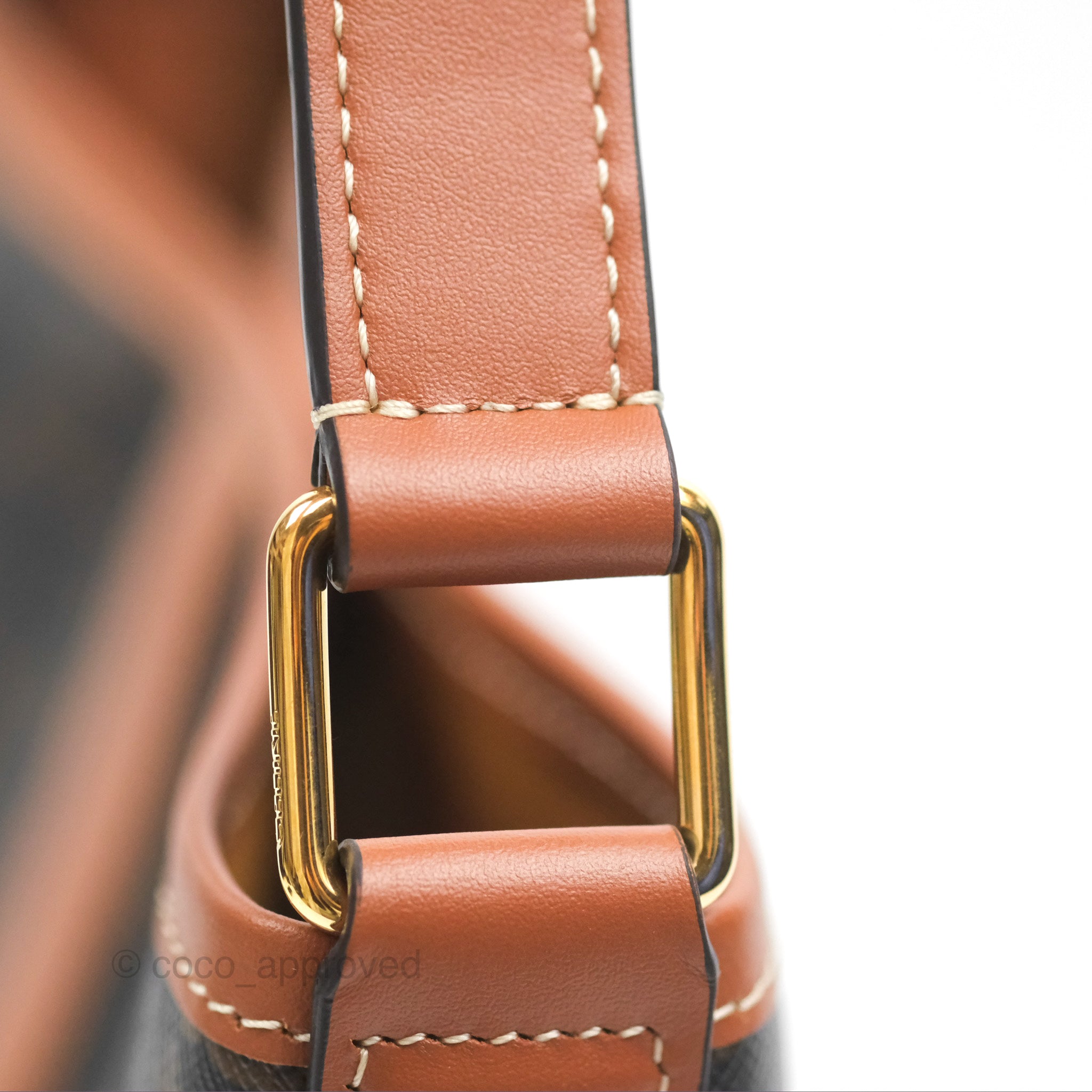 Celine Small Bucket Bag in Triomphe Canvas & Tan Calfskin Leather - Perfect for Everyday Use, Work & Travel