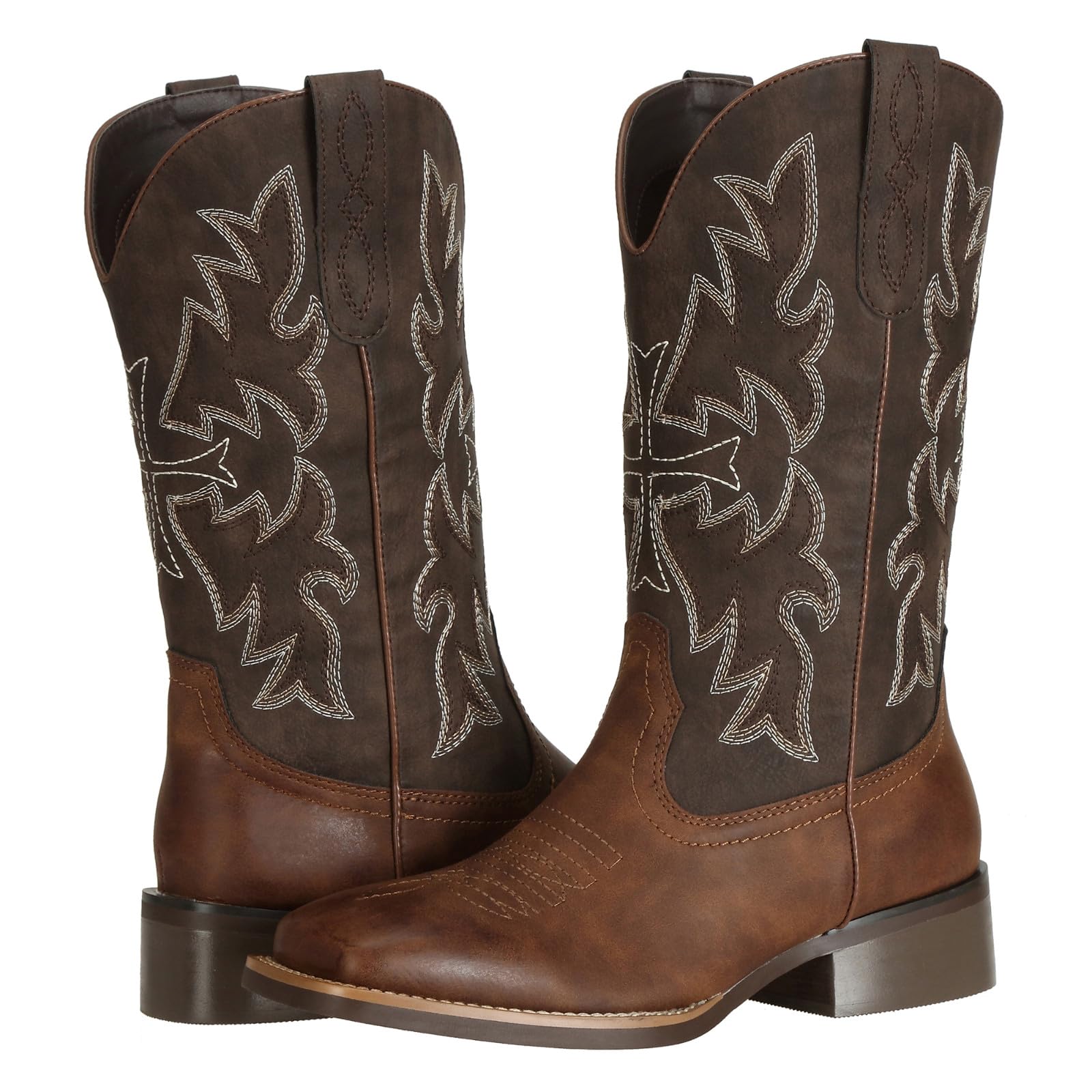 J's.o.l.e Women's Cowgirl Boots - Square Toe Wide Calf Western Cowboy Boots for Ladies | Fashionable & Comfortable for Country Dancing, Rodeo, and Everyday Wear