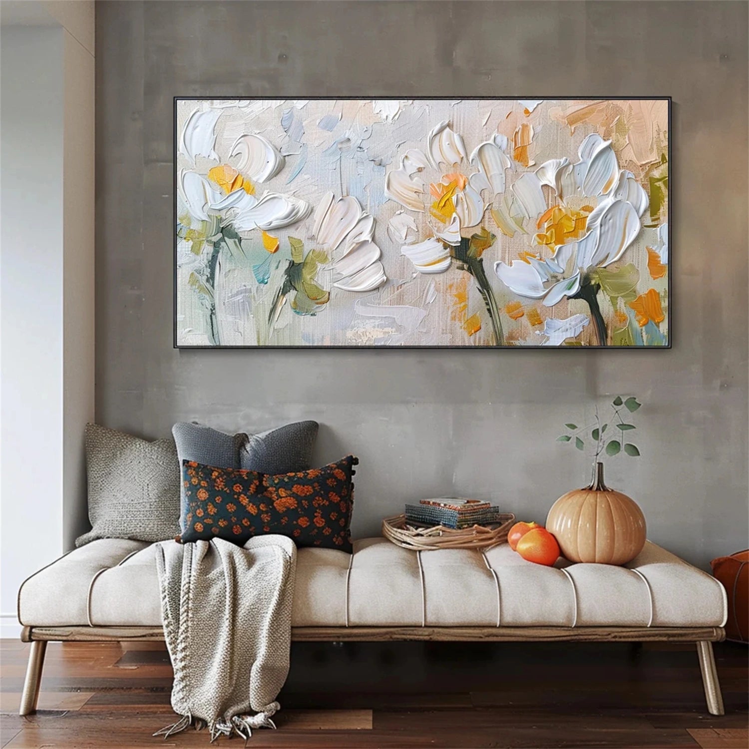 Flower and Tree Painting Canvas Art #FT101 - Handmade Wall Decor for Living Room, Bedroom & Office