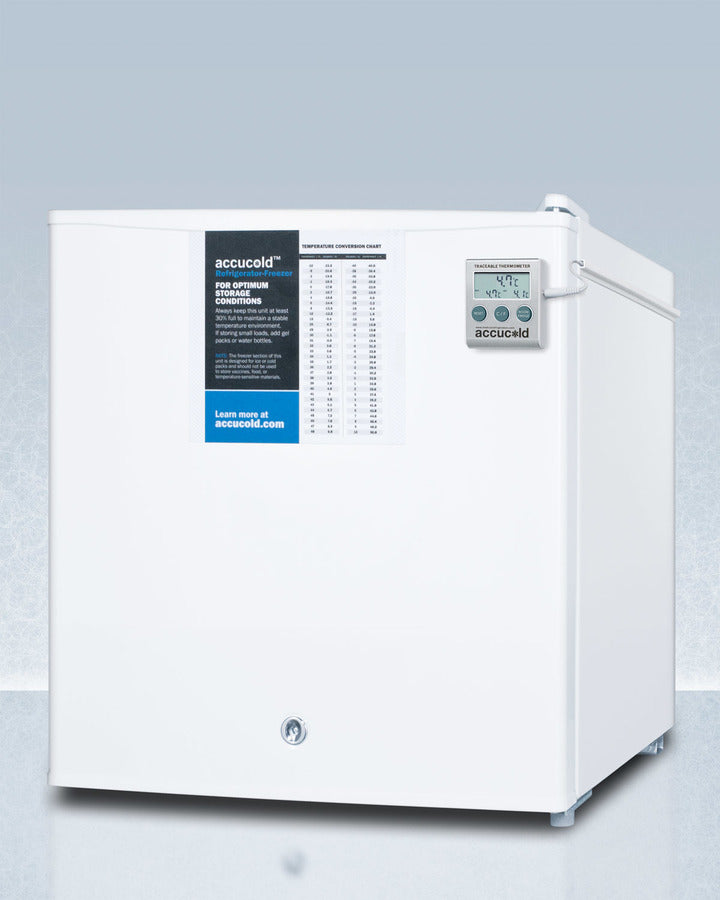 Accucold Compact Refrigerator Freezer with NIST Calibrated Thermometer - 1.9 Cu Ft Mini Fridge for Home, Office, Dorm, or RV | Perfect for Beverages, Snacks & Medication Storage