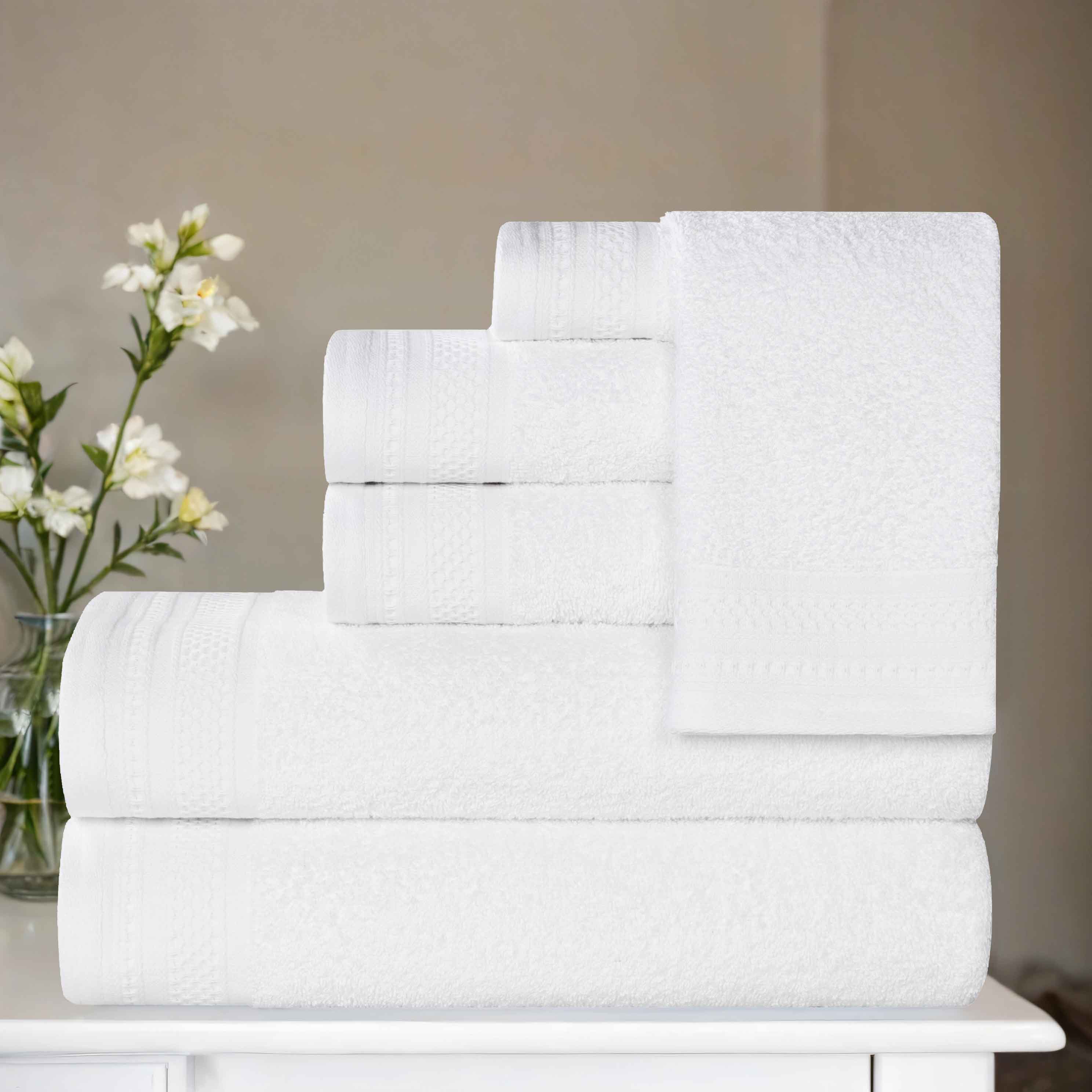 Premium Honeycomb Waffle Weave Cotton 6-Piece Bath Towel Set - Ultra Soft & Absorbent Luxury Towels for Spa, Bathroom & Guest Use