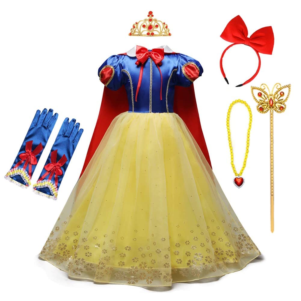 Snow White Princess Costume for Girls - Elegant Birthday Dress, Halloween & Christmas Party Outfit with Accessories | Perfect for Cosplay, Dress-Up, and Special Occasions