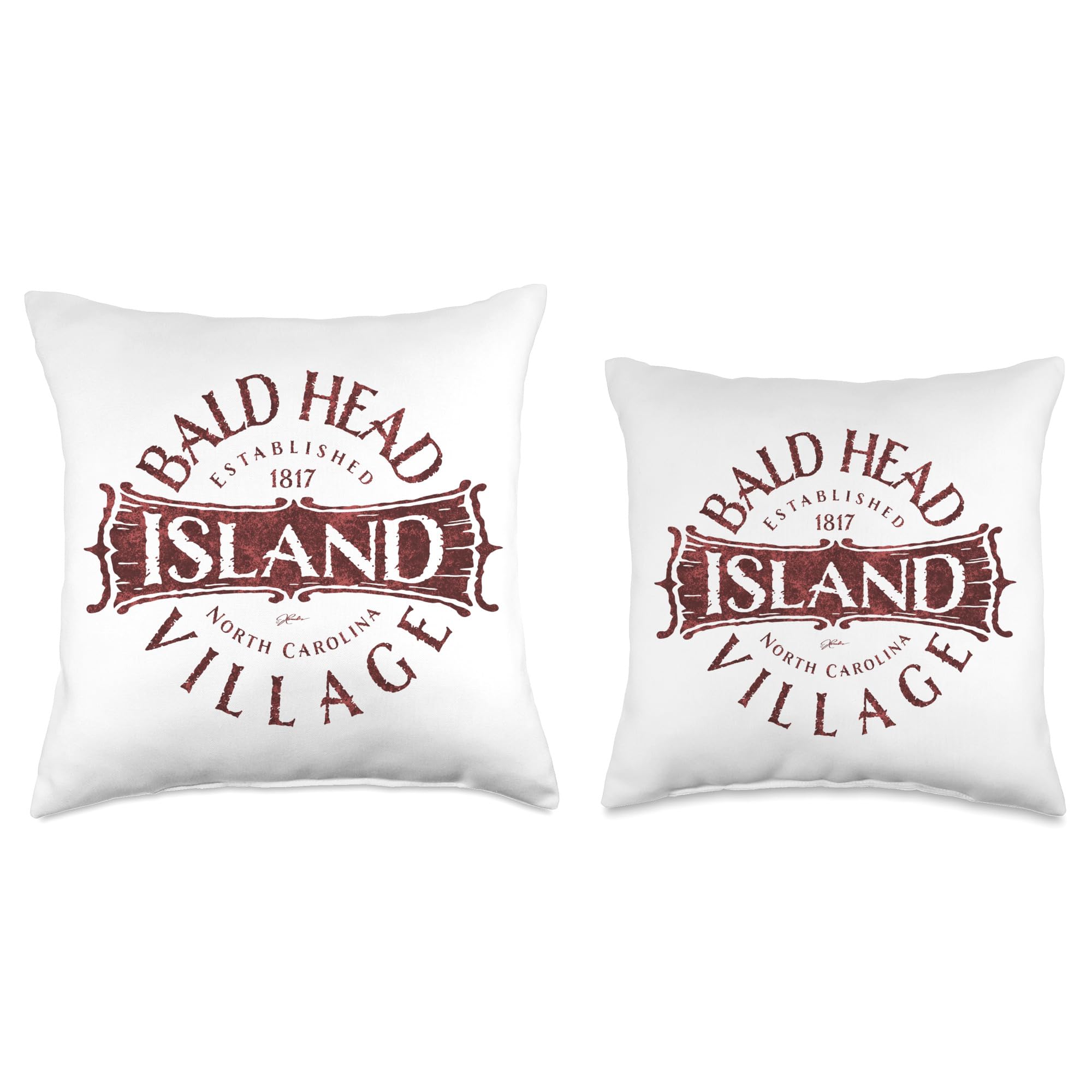 Bald Head Island North Carolina Throw Pillow - Coastal Decor Cushion for Sofa, Bed & Porch - Lighthouse & Beach Themed Home Accent