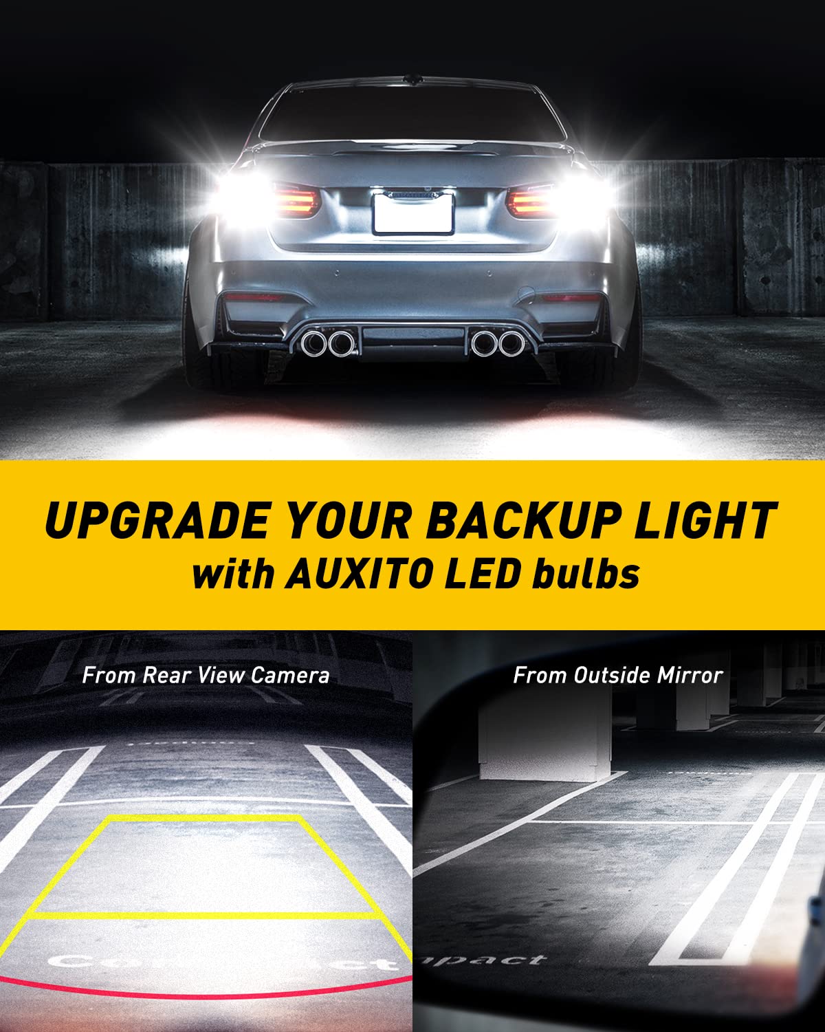 AUXITO 912 921 LED Reverse Backup Light Bulbs & 3156 3157 LED Bulbs - Super Bright White 6000K, Pack of 4 - Perfect for Trucks, SUVs, Cars, and Trailers - Enhanced Nighttime Visibility and Safety