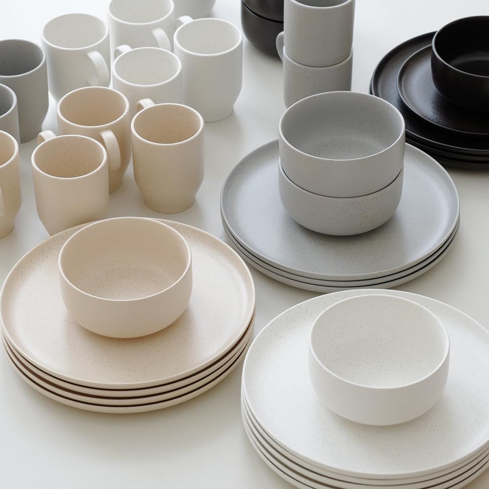 WENSHUO 6-Piece Dinner Plates Set - Chip & Scratch Resistant Porcelain Plates (8.5 Inch, Ink Spot Brown) - Perfect for Everyday Dining, Dinner Parties & Restaurant Use