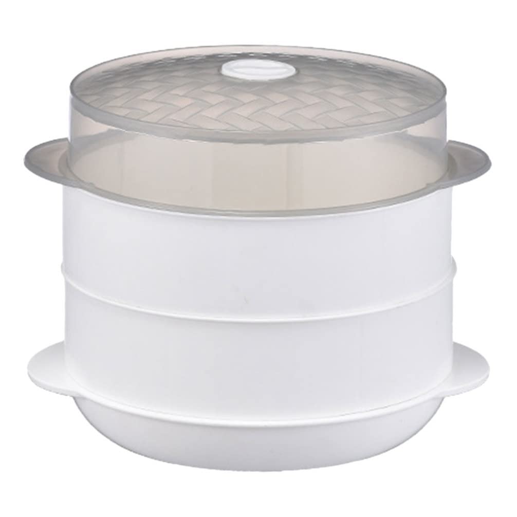 BESPORTBLE Microwave Steamer Set - 3-Piece White Vegetable & Bun Steamer Basket for Dim Sum, Cooking & Reheating Food - Perfect for Microwave Oven & Kitchen Supplies