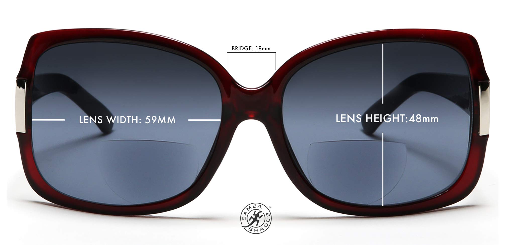 Bifocal Reading Sunglasses for Women - SAMBA SHADES Fashionable Jackie O Style with Built-in Readers - Perfect for Outdoor Reading, Driving, and Beach Activities