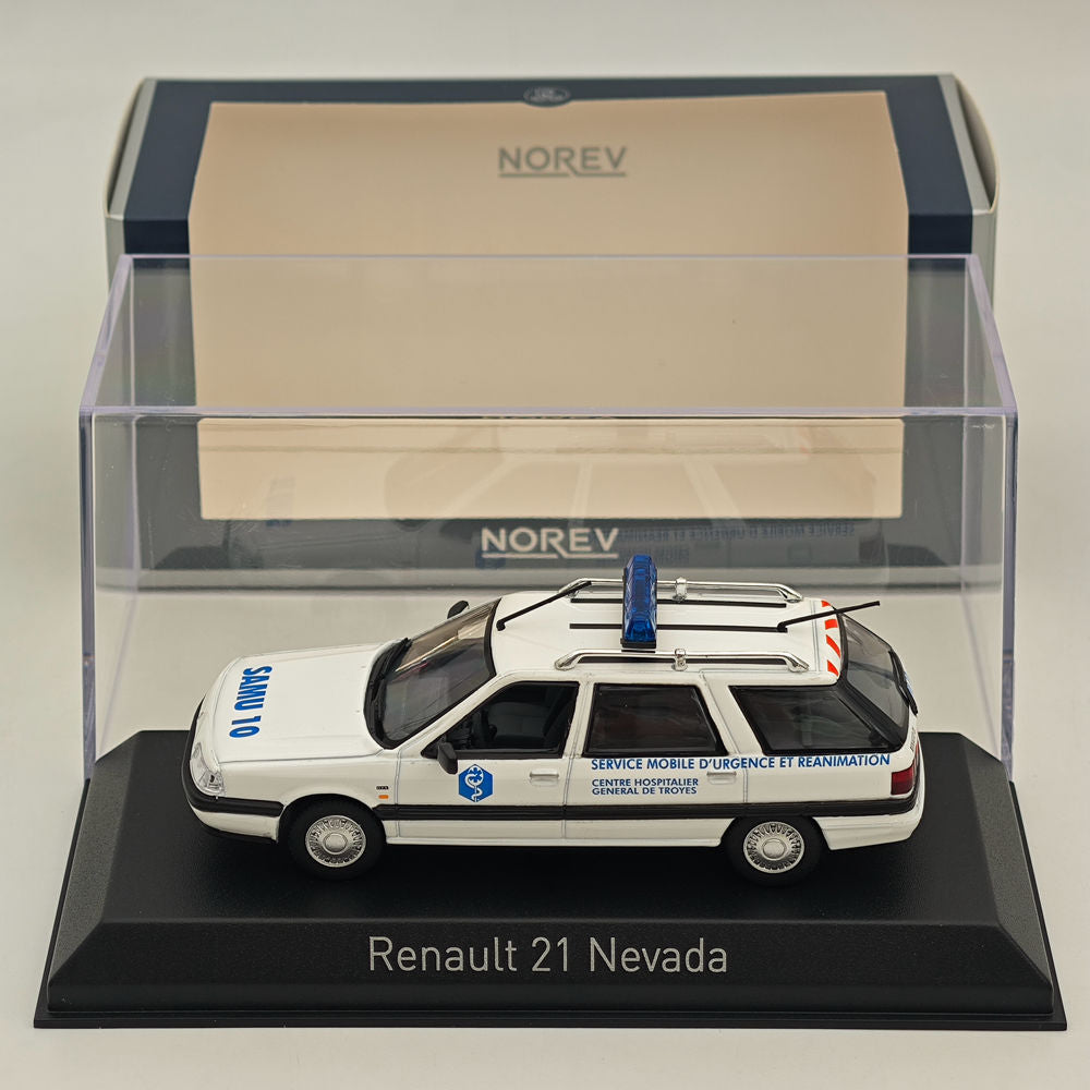 1/43 Scale Norev Renault 21 Nevada 1991 SAMU 10 Diecast Model Car - White - Collectible Miniature Vehicle for Display, Gifts & Diorama Scenes
