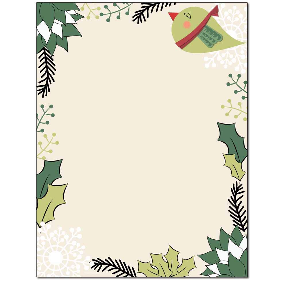 Holiday Tweet Letterhead Laser & Inkjet Printer Paper - 25 Sheets Pack - Perfect for Christmas Cards, Office Stationery & Festive Correspondence