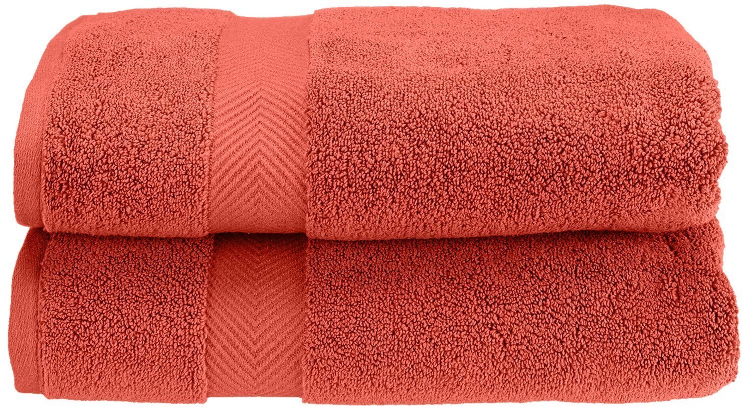 Premium 100% Cotton Bath Towels Set of 2 - Ultra Soft, Fluffy & Highly Absorbent - Oversized Luxury Bath Towels for Spa, Gym & Beach - Coral Color