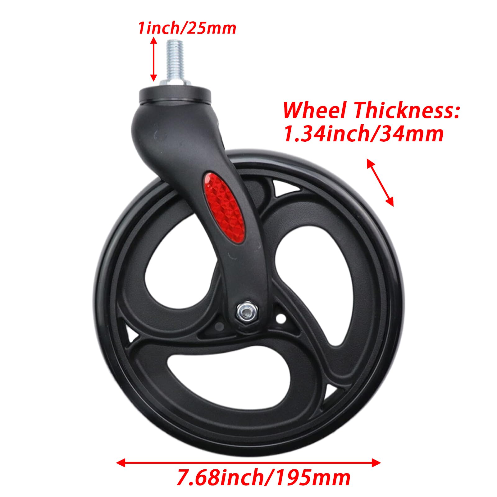 2Pcs 8 Inch Wheelchair Replacement Wheels - Anti-Skid Castor Wheels for Walkers, Rollators & Mobility Aids - Perfect for Indoor/Outdoor Use on Hard Floors & Uneven Surfaces