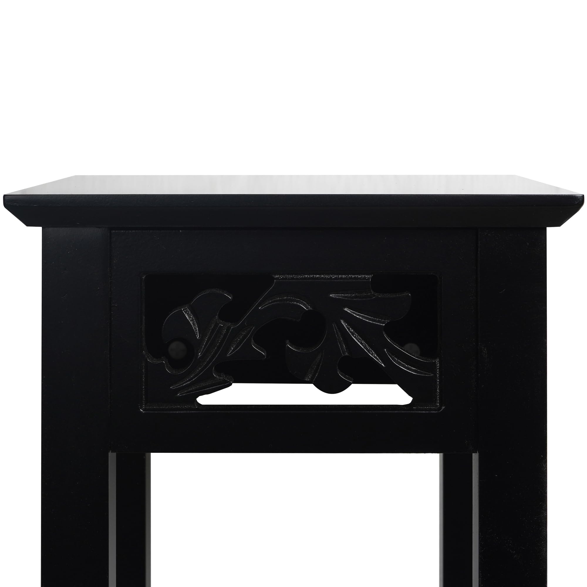 Modern Black Plant Stand with Storage Shelf - 10