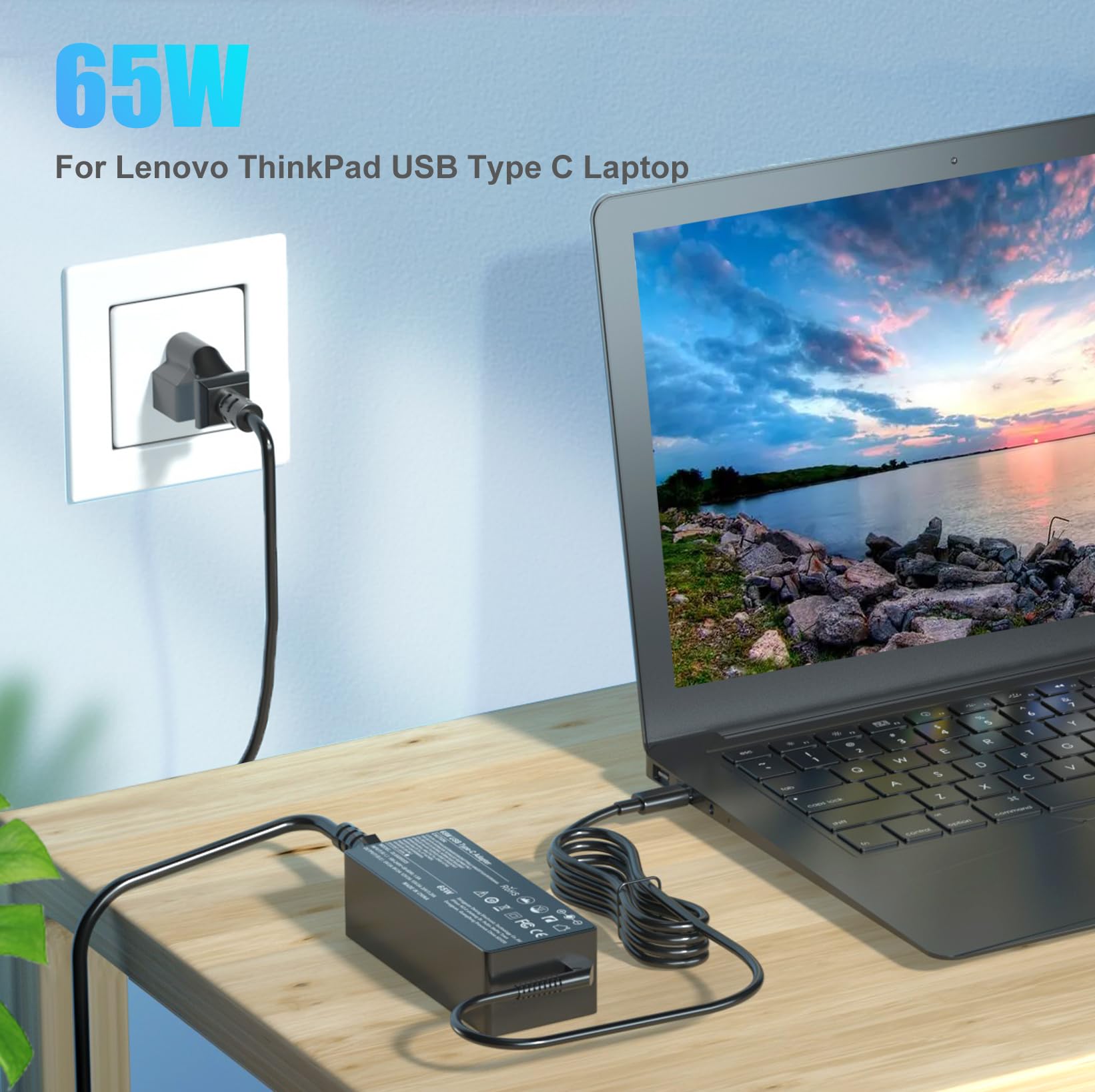 65W 45W USB C Fast Charger for Lenovo Yoga & HP EliteBook Laptops - Compatible with Yoga 9/7/6, C630/C930/C940, EliteBook 840/860/830 Series - Portable Power Adapter for Home, Office & Travel