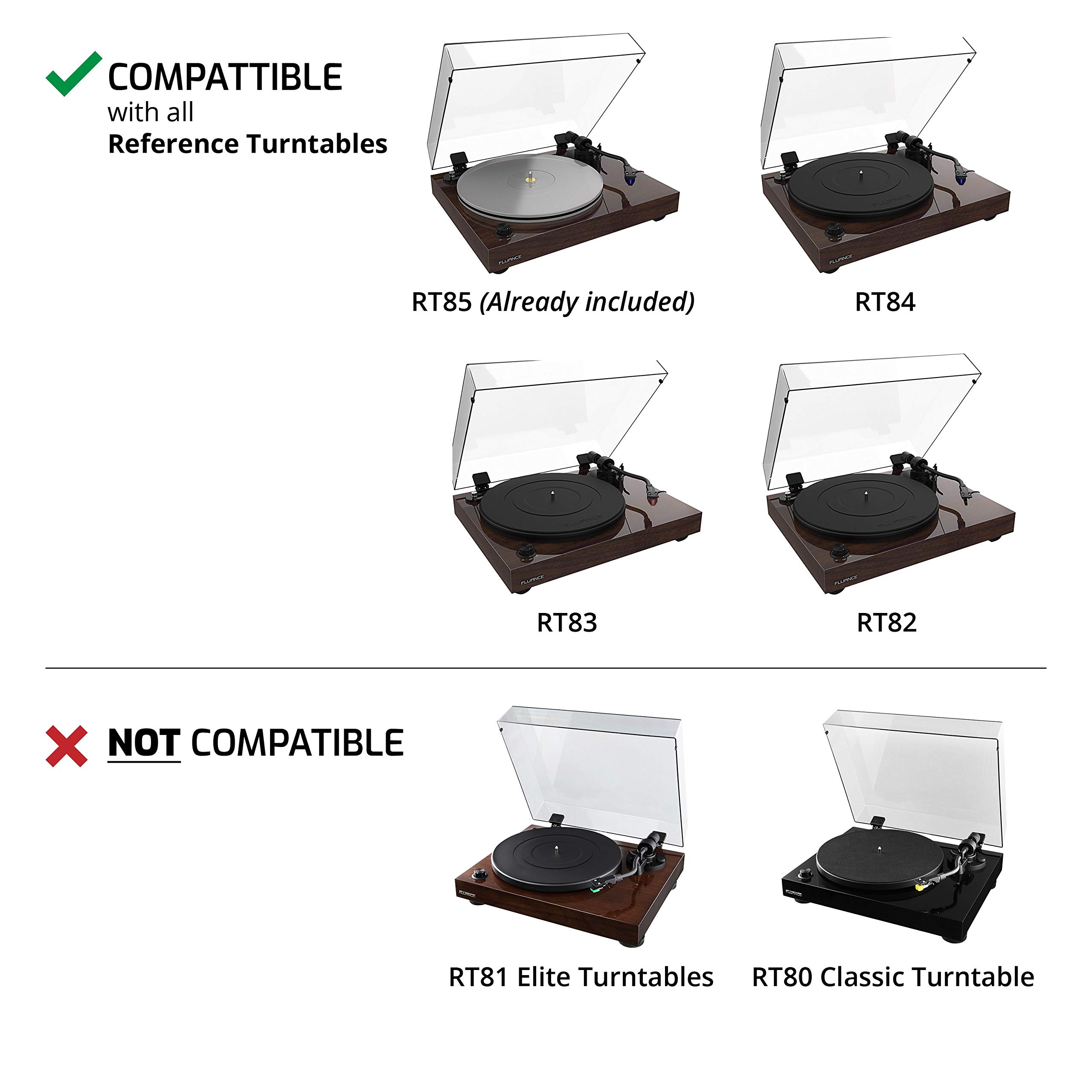 Fluance High Density Frosted Acrylic Turntable Platter for RT82/RT83/RT84/RT85 Reference Turntables - Includes 760g Steel LP Disc Stabilizer & Vinyl Record Weight - Perfect for Audiophile Vinyl Playback & HiFi Sound System Setup