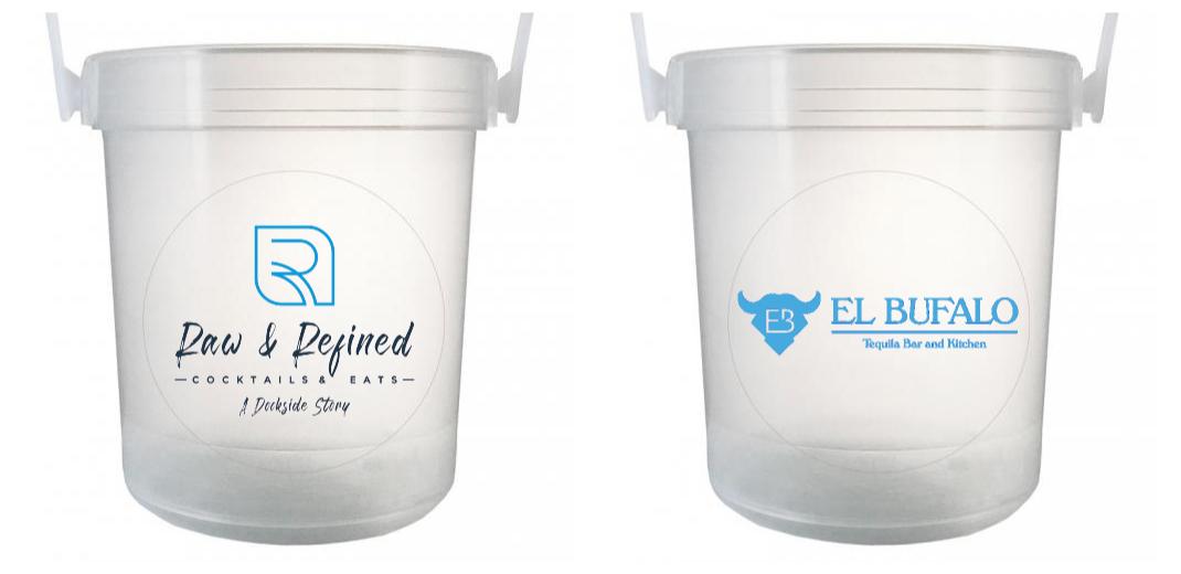32 oz Plastic Rum Buckets with Custom Sticker - Bulk Party Cups for Cocktails, Margaritas & Tropical Drinks - Perfect for Beach Parties, Luaus & Summer Gatherings
