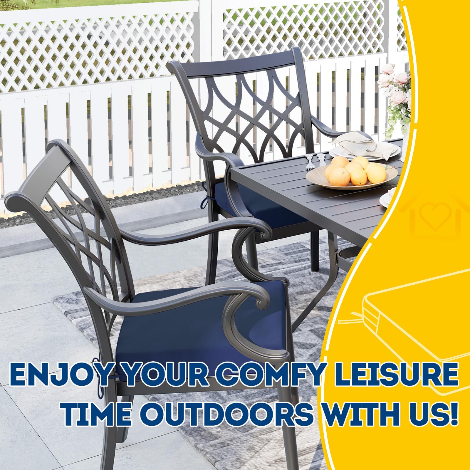 **Waterproof Outdoor Seat Cushions for Patio Chairs - Fade-Resistant Replacement Covers - Set of 2 (21