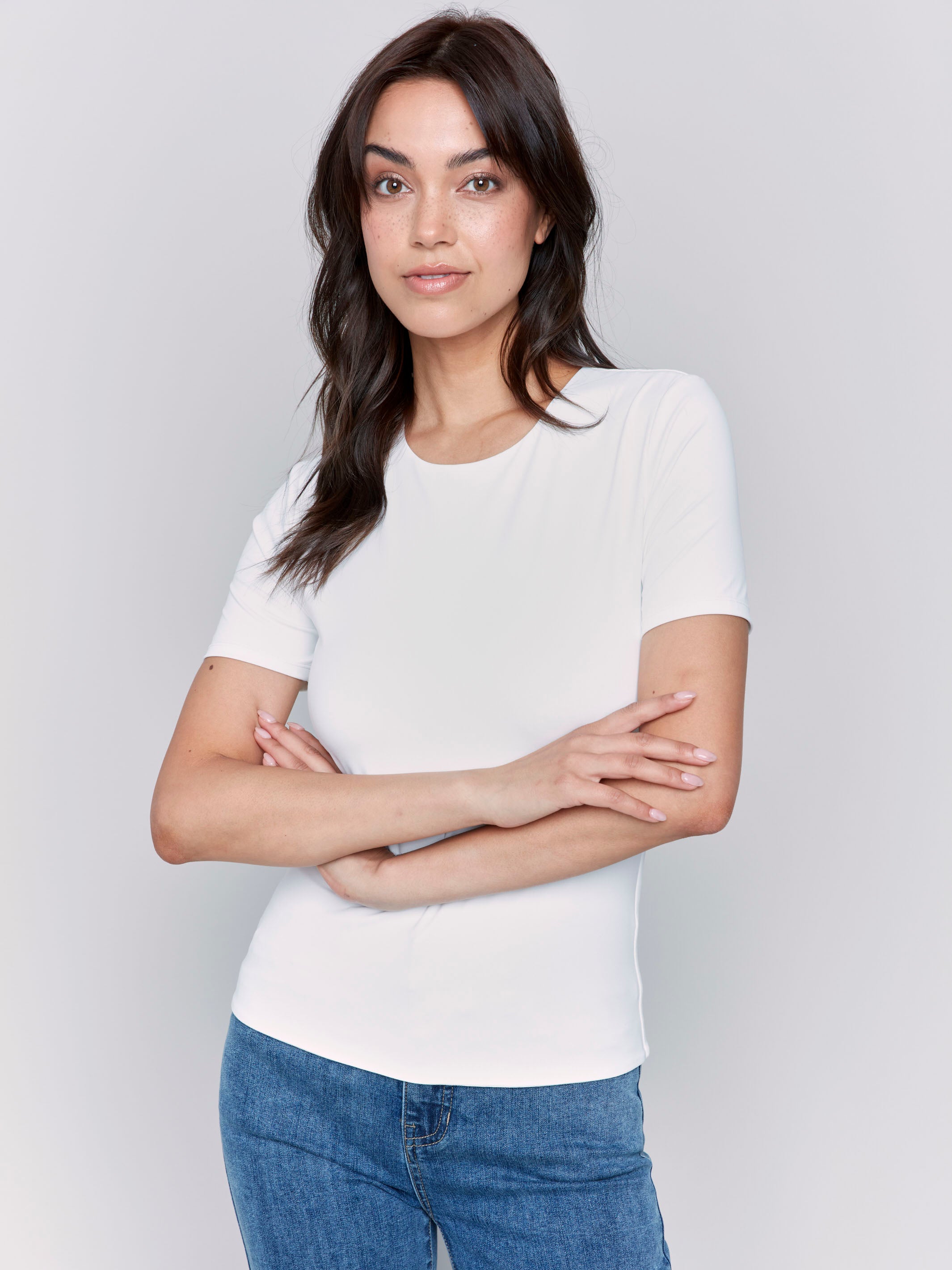 Super Stretch Short Sleeve T-Shirt for Women - Comfortable & Breathable White Top for Yoga, Gym & Casual Wear