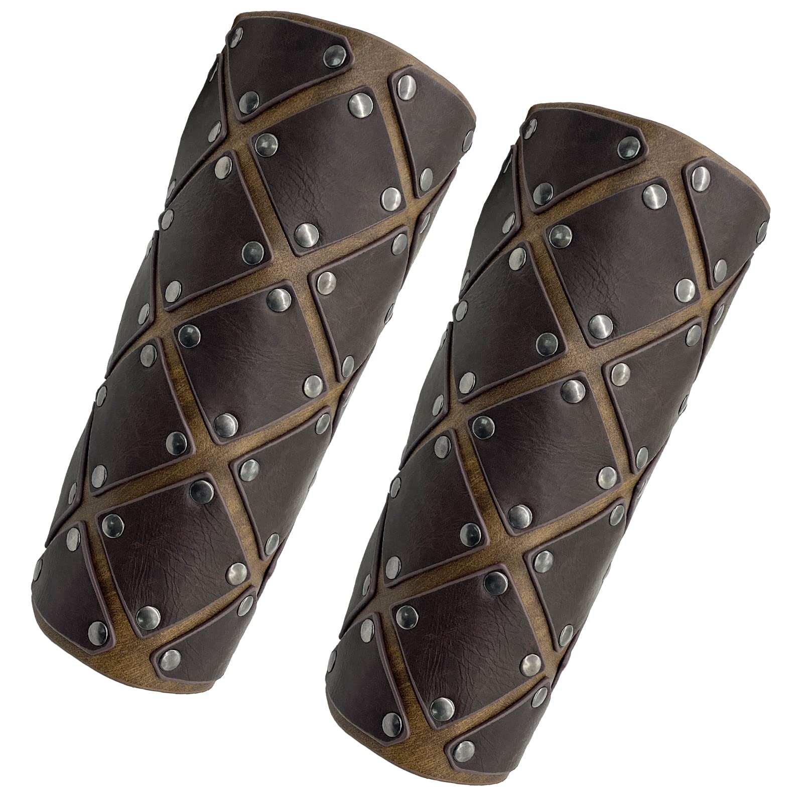 JAOYU Medieval Leather Bracer Set - 2PCS Viking Arm Guards, Leather Vambrace Wrist Armor & Gauntlet for LARP, Cosplay, Renaissance Fairs - Perfect for Historical Reenactments and Fantasy Costumes