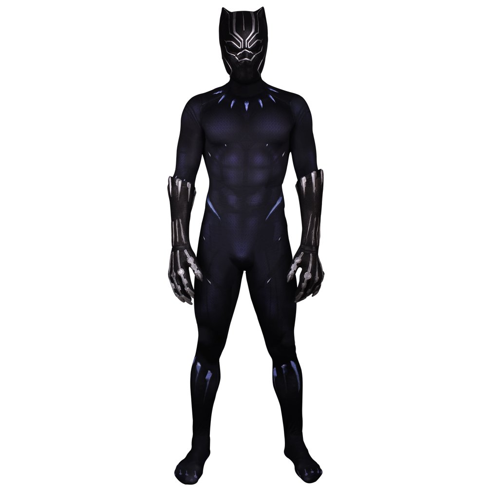 Men's Black Panther Superhero Jumpsuit Halloween Cosplay Costume with Mask - Perfect for Comic Con, Halloween Parties & Movie-Themed Events