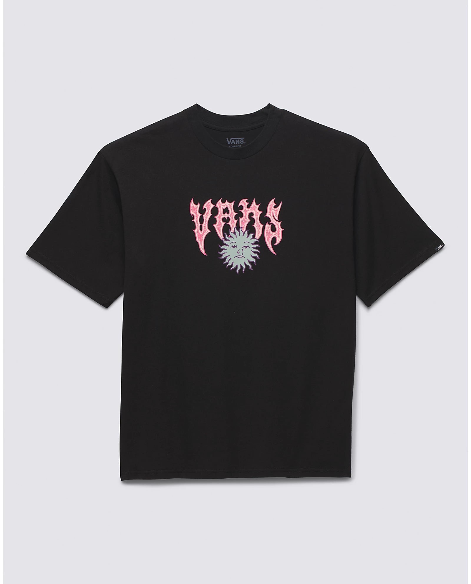Vans Sunface Graphic T-Shirt for Men & Women - Black Cotton Short Sleeve Tee - Casual Streetwear & Skate Style Outfit