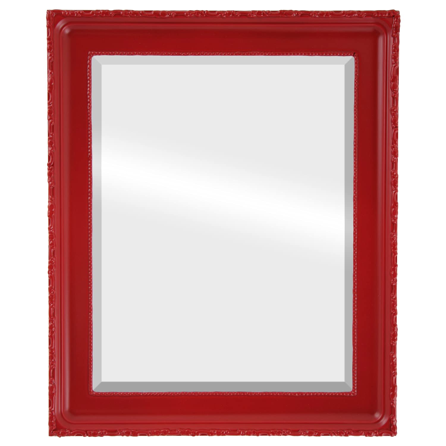 Ovalcrest 21x27 Inch Rectangle Wooden Beveled Wall Mirror - Rustic Holiday Red Frame for Bathroom Vanity, Bedroom, Living Room & Hallway Decor - Perfect for Home Styling and Gift Giving