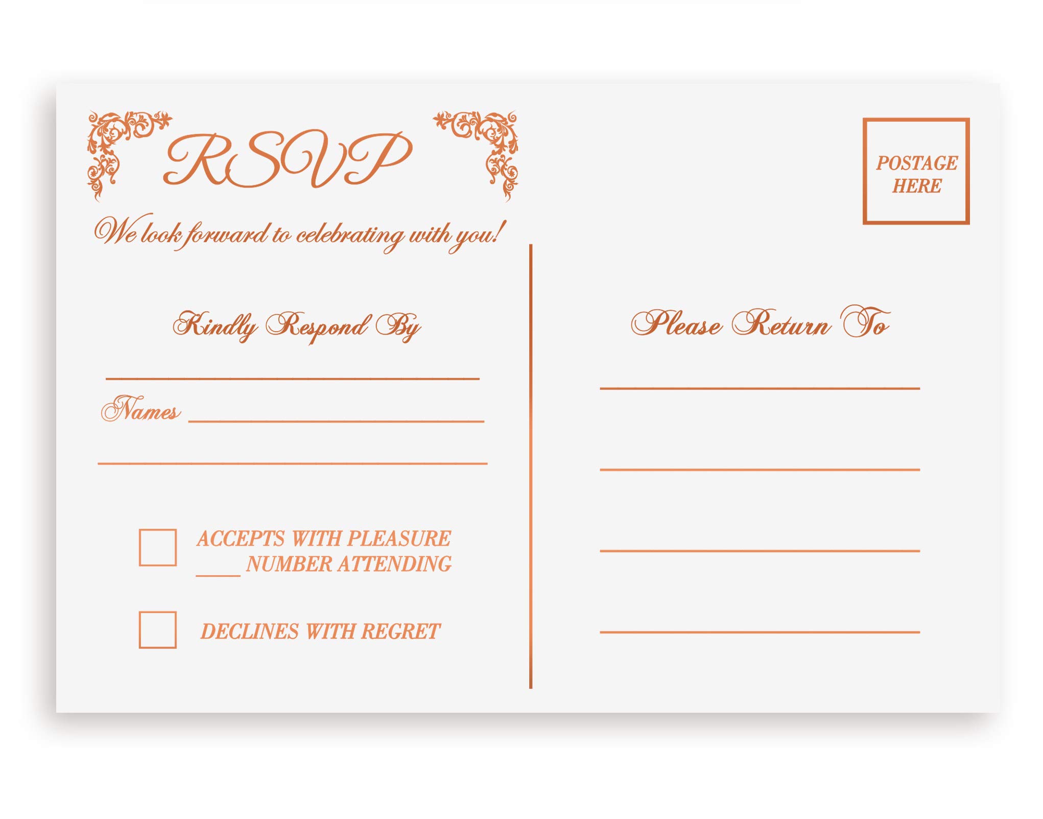 Elegant Rose Gold Foil Wedding RSVP Cards 4