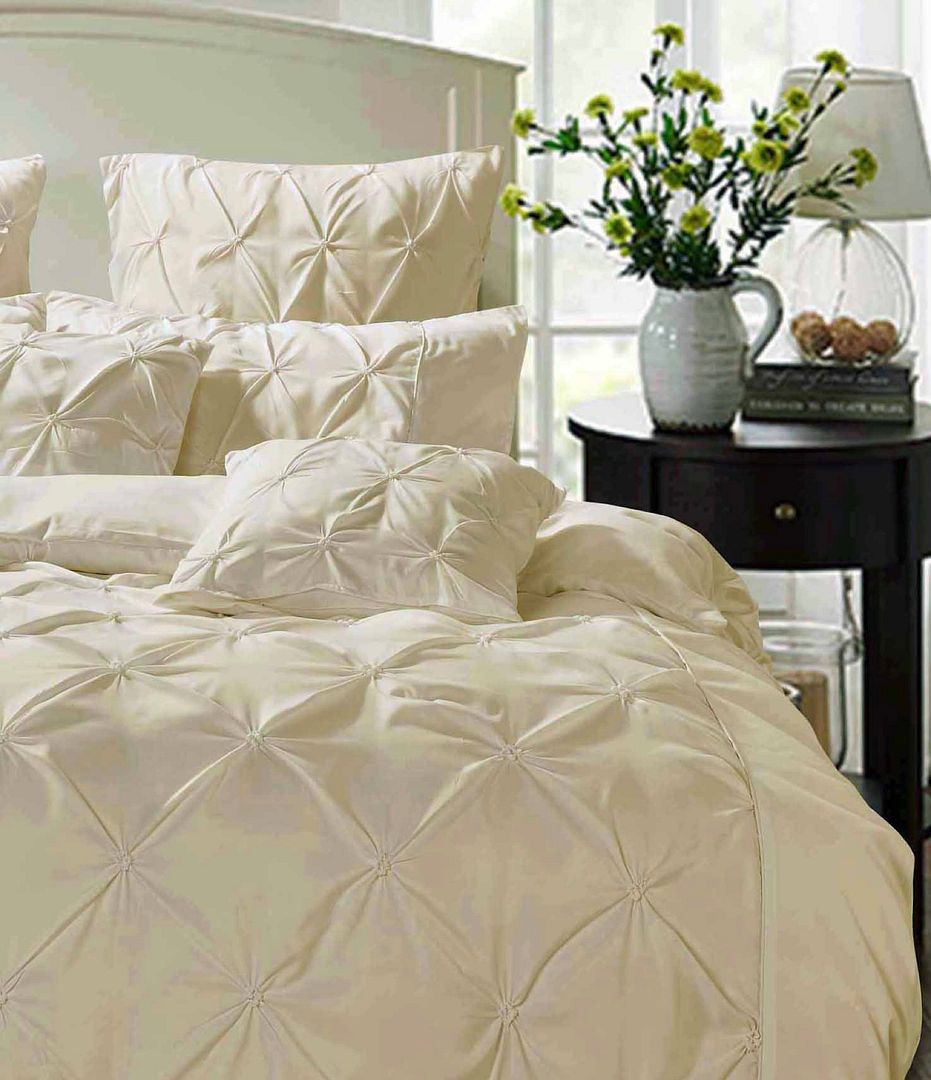 Luxury Diamond Pintuck King Size Quilt Cover Set - Soft Beige Bedding for Master Bedroom | Duvet Cover & Doona Set for Hotel-Style Comfort